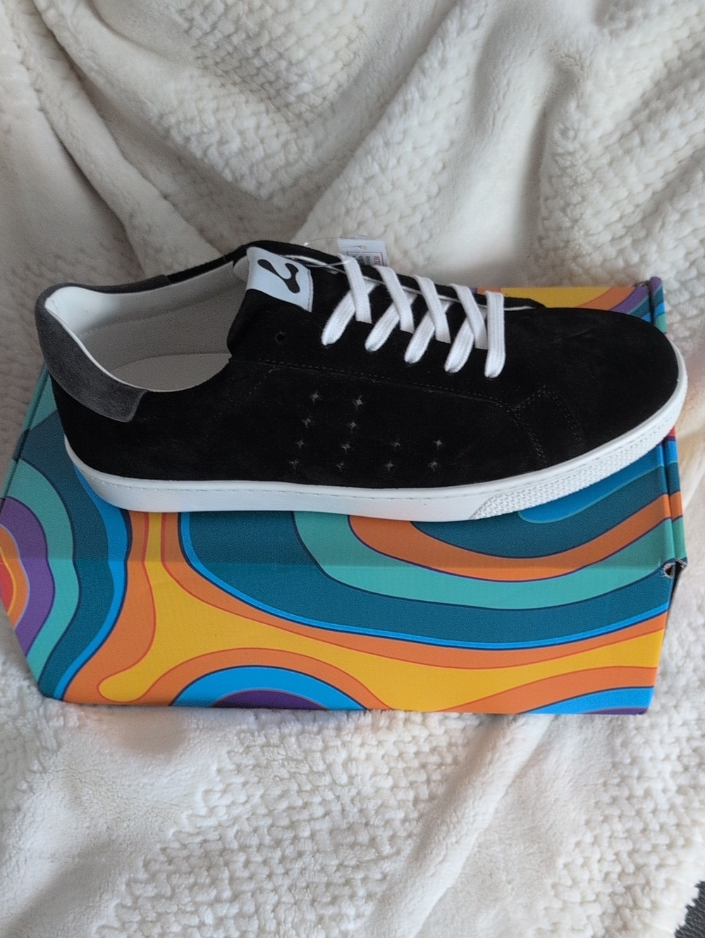 Lazo Halo Black Suede Low-Top Sneakers with White Laces